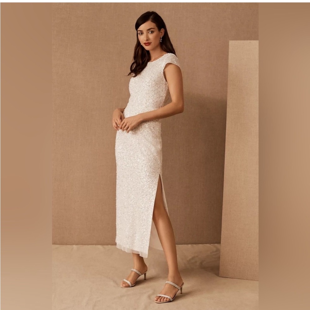 NWOT BHLDN White Sequin Midi Dress